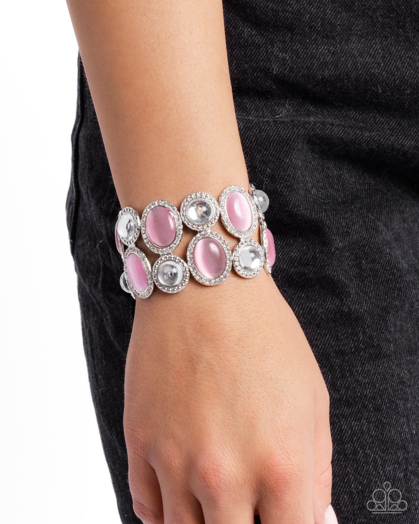 Affixed Appeal - Pink Stretchy Bracelet - Paparazzi Accessories