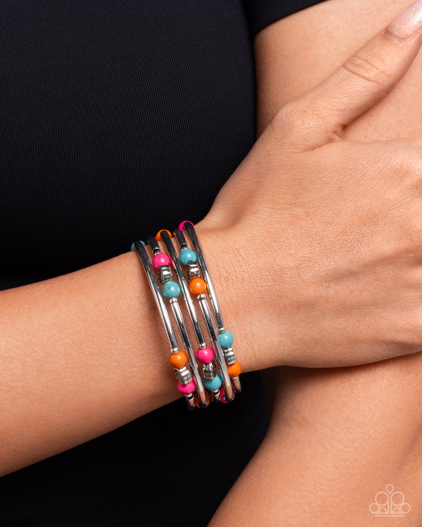 Classic Cowboy - Pink Stone Beads Coil Bracelet - Paparazzi Accessories
