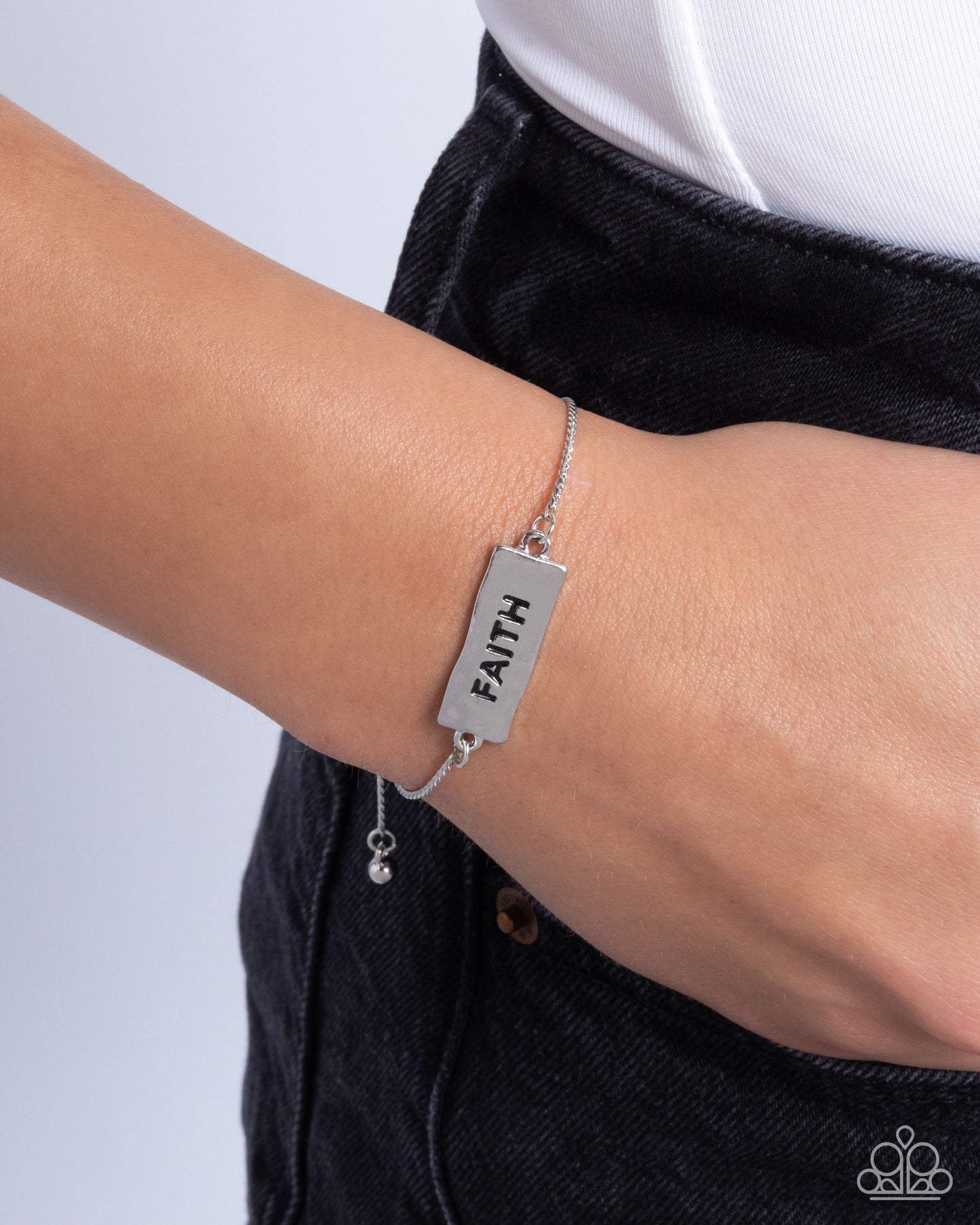 Confession of Faith - Silver "FAITH" Sliding Bead Closure Bracelet - Paparazzi Accessories