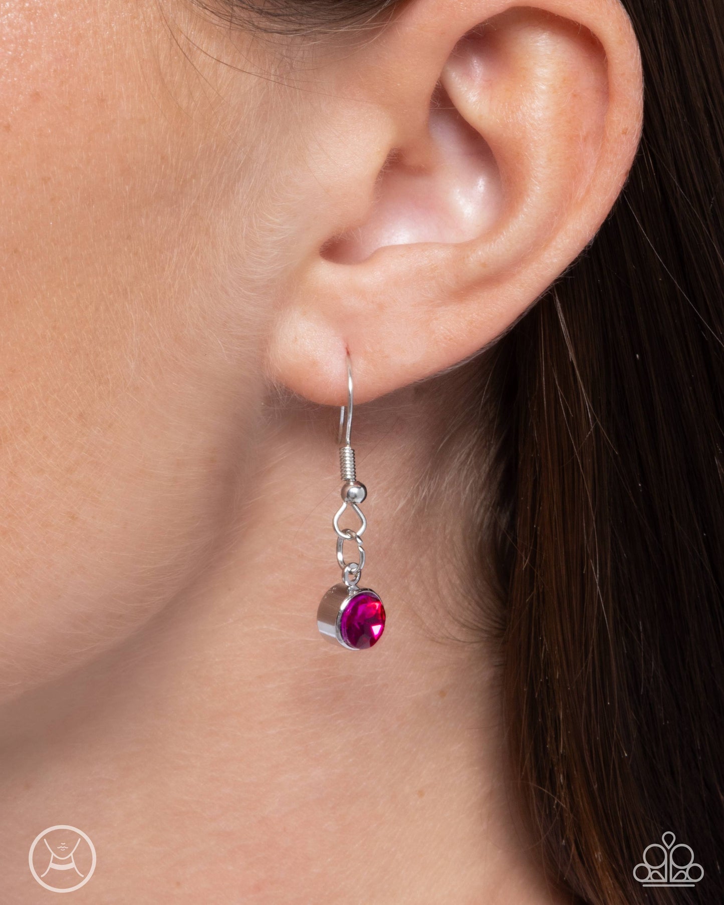 Valentines Vibe - Pink UV Shimmer Heart Rhinestone Silver Choker Necklace - Paparazzi Accessories