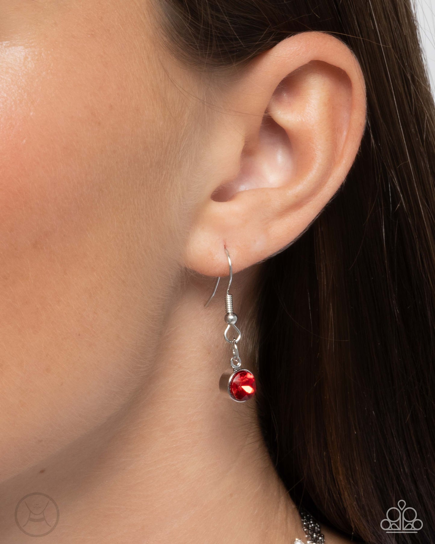 Valentines Vibe - Red Heart Rhinestone Silver Choker Necklace - Paparazzi Accessories