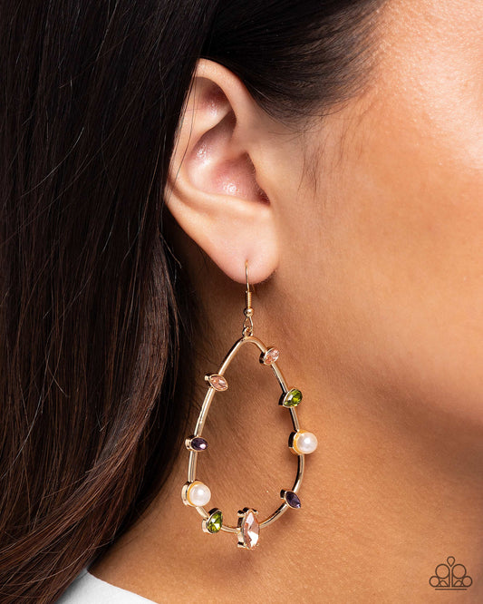 Dazzling Diversity - Gold Teardrop Fishhook Earrings - Paparazzi Accessories