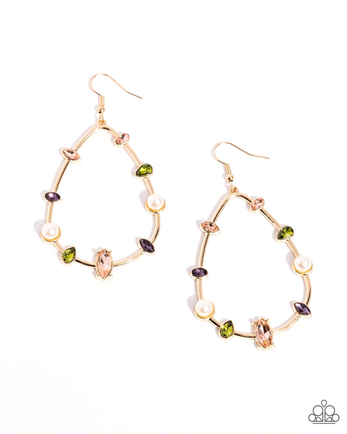 Dazzling Diversity - Gold Teardrop Fishhook Earrings - Paparazzi Accessories