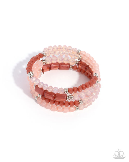 Defaced Dance - Pink Beaded Coil Bracelet - Paparazzi Accessories