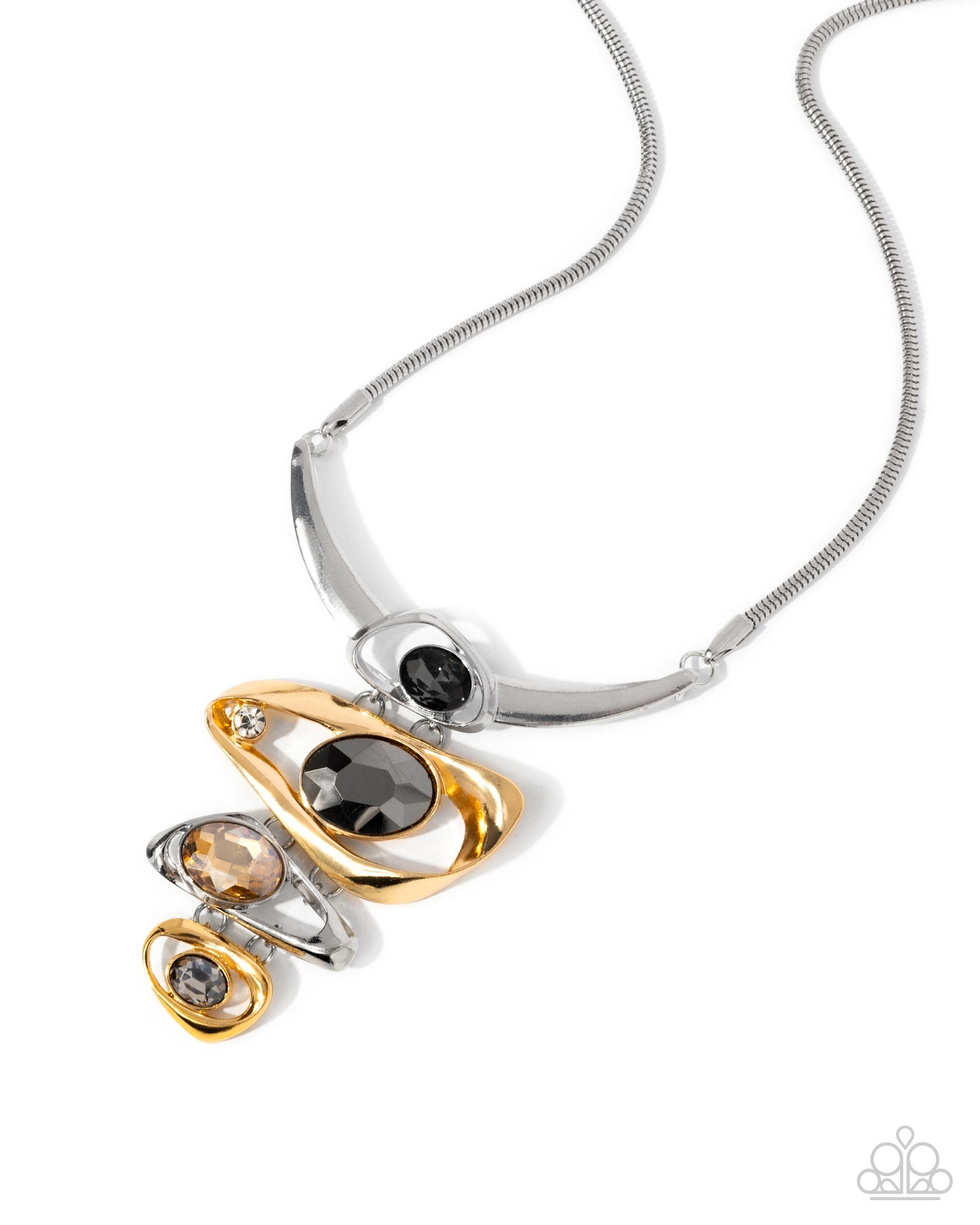 Abundantly Abstract - Silver & Gold Gems Necklace - Paparazzi Accessories