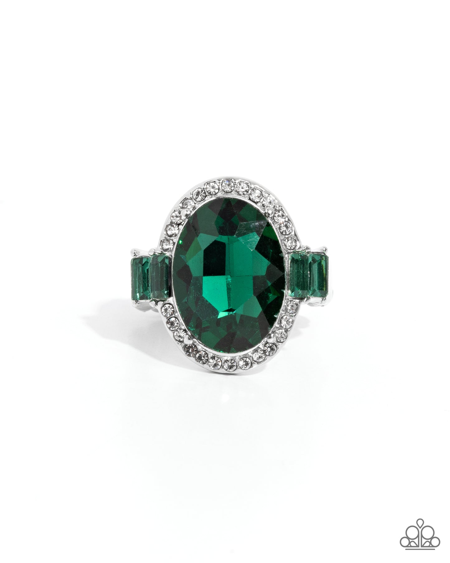 Stubborn Shimmer - Green Emerald Cut Rhinestone Ring - Paparazzi Accessories