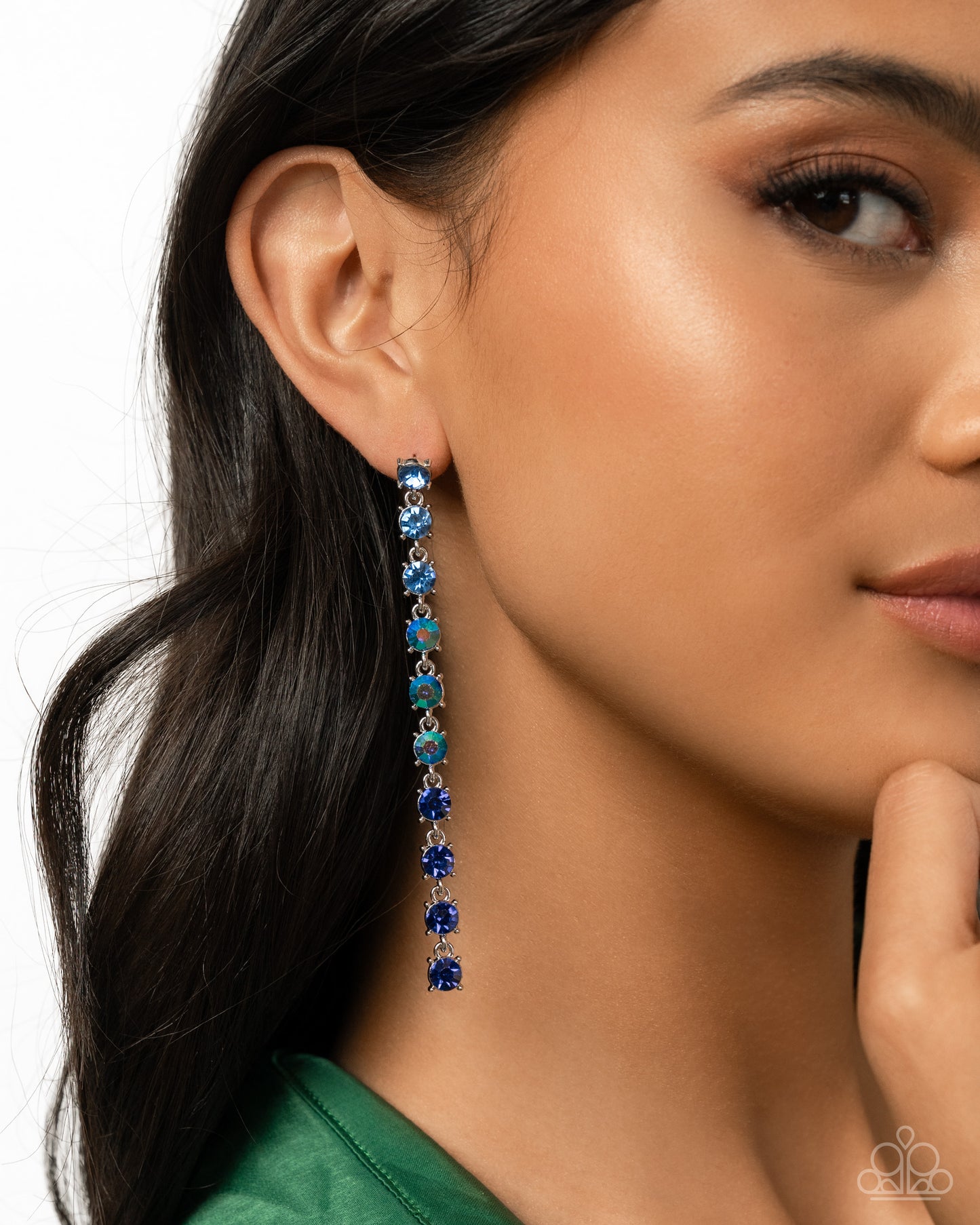 Opulent Ombré - Blue Rhinestone Dangle Post Earrings - Paparazzi Accessories