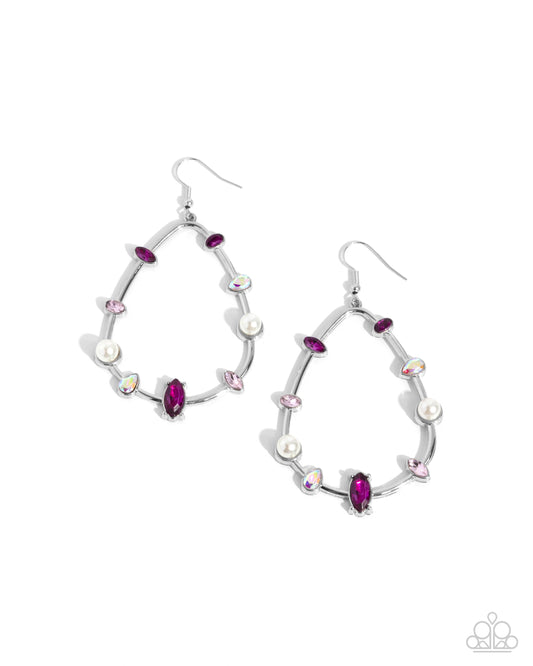 Dazzling Diversity - Pink Gem Silver Fishhook Earrings - Paparazzi Accessories