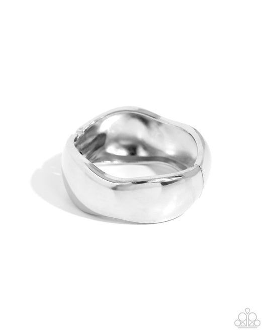 Curved Confident - Silver Hinge Bracelet - Paparazzi Accessories