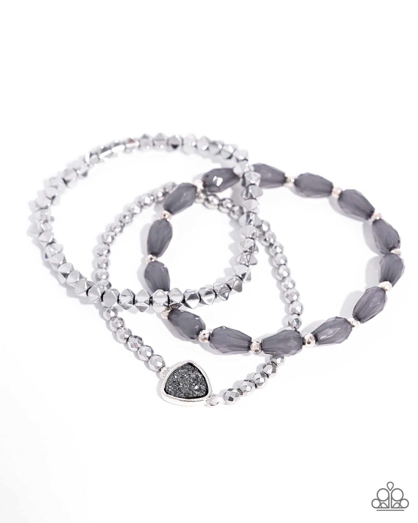Druzy Decadence - Silver Stretchy Bracelets - Paparazzi Accessories