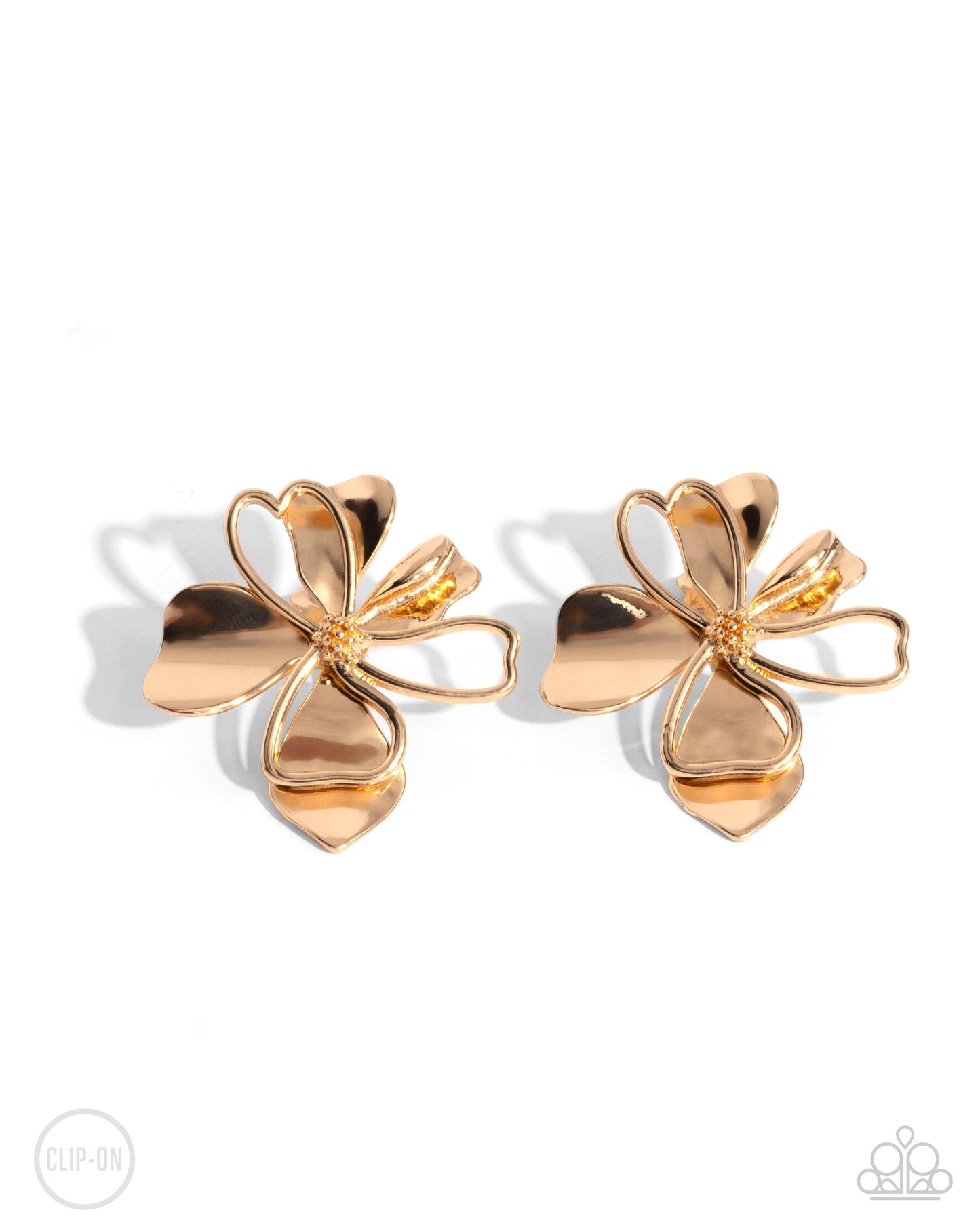 Sweetness and Light - Gold Flower Clip on Earrings - Paparazzi Accessories