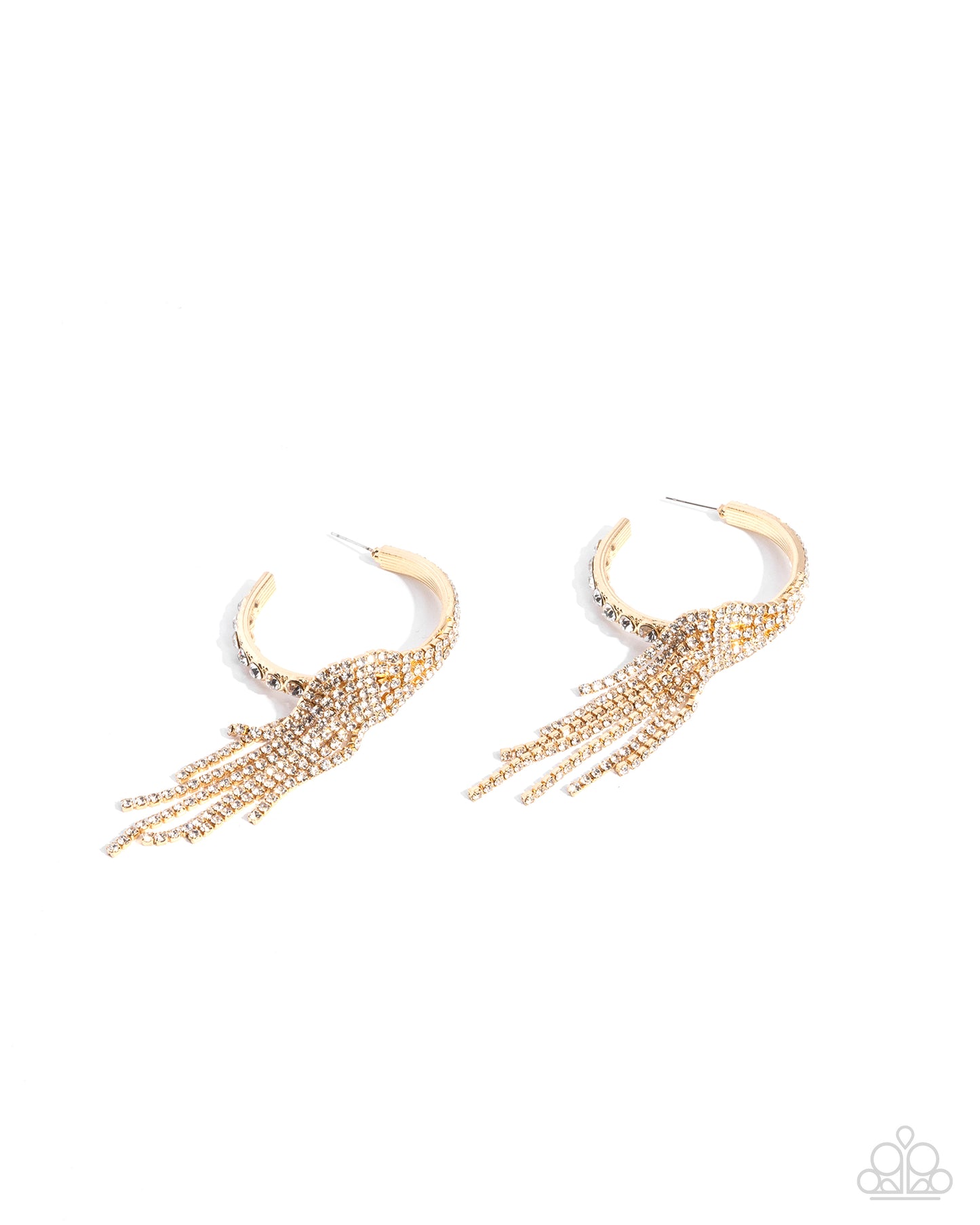 Jaw-Dropping Jubilee - Gold White Rhinestone Hoop Earrings - Paparazzi Accessories