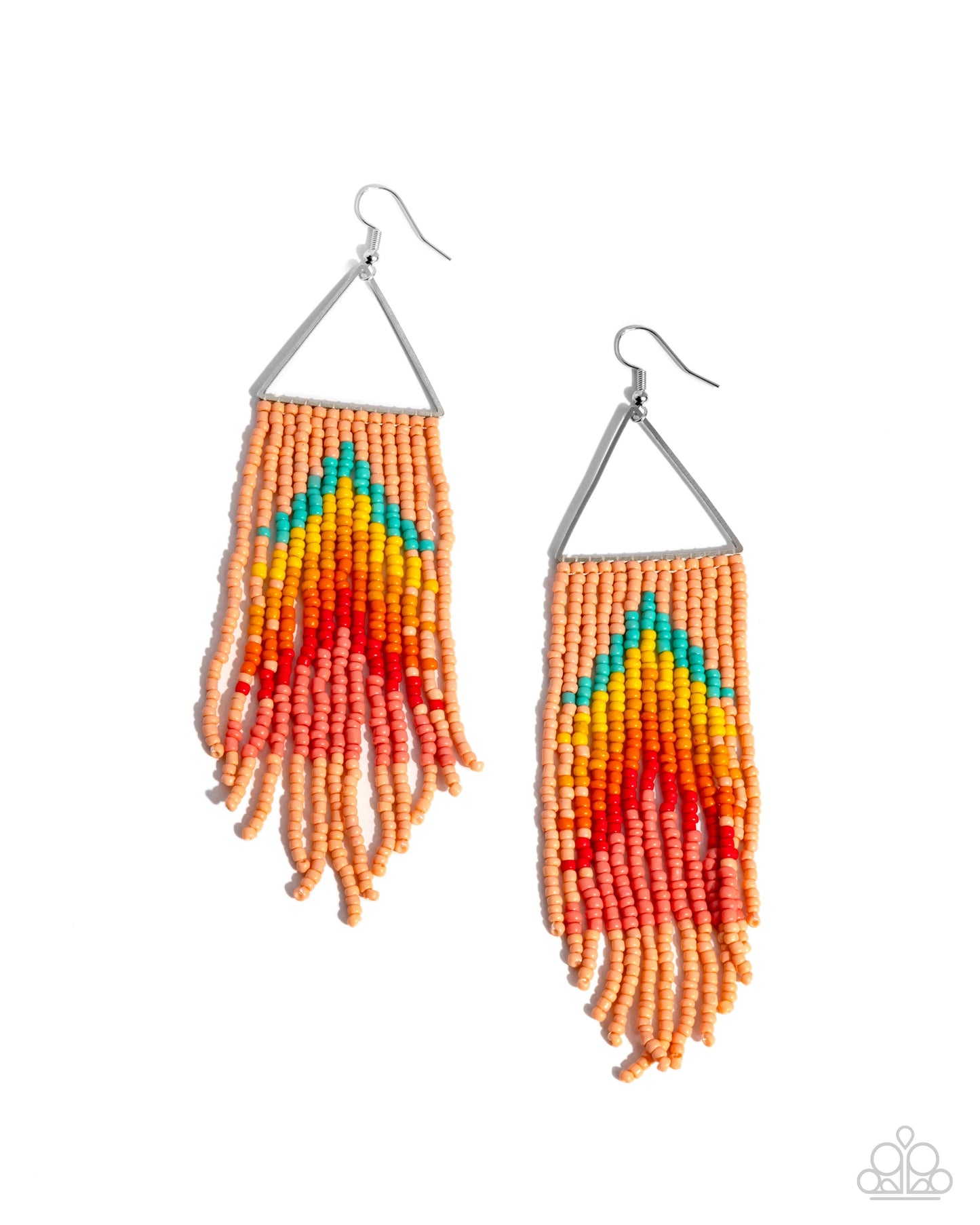 Pointed Promotion - Yellow, Red, Turquoise, Peach, Orange Seed Bead Fishhook Earrings - Paparazzi Accessories