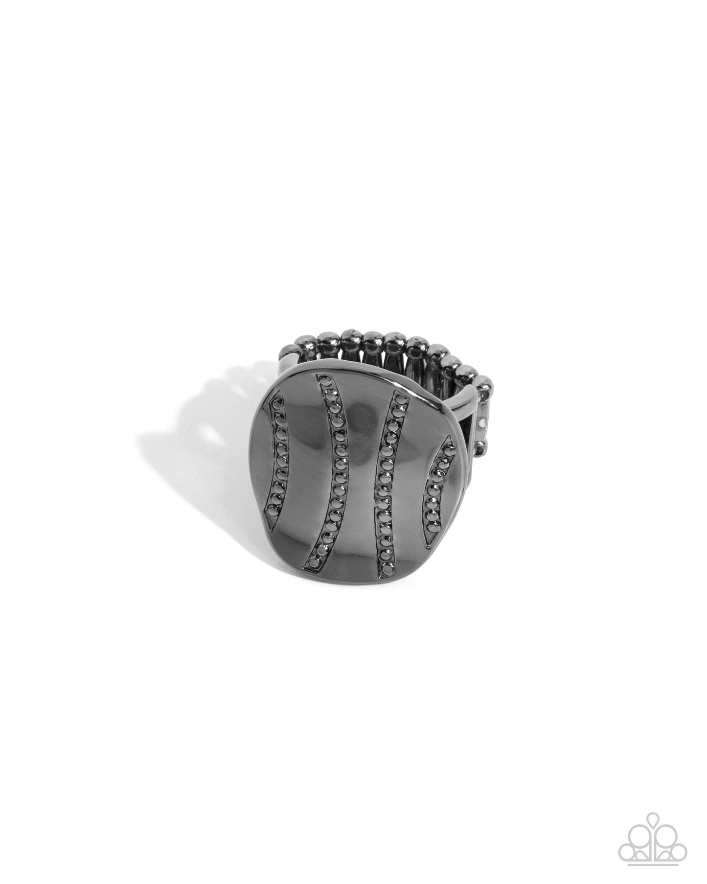 Daring Dots - Gunmetal and Black Rhinestone Ring - Paparazzi Accessories