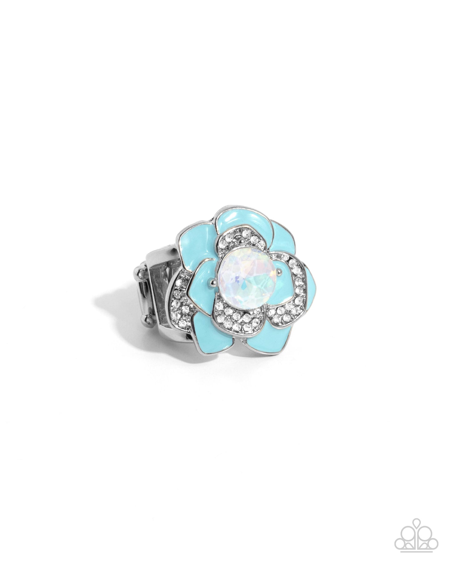 Bridging Bling - Blue Flower Ring - Paparazzi Accessories