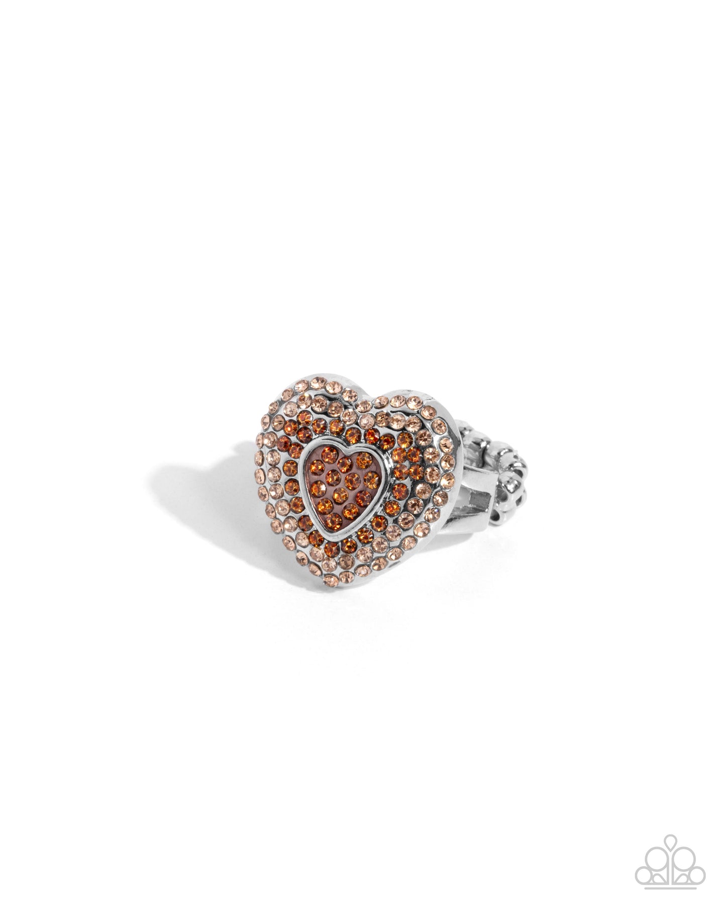 Radiant Resplendence - Brown Rhinestone Silver Heart Ring - Paparazzi Accessories