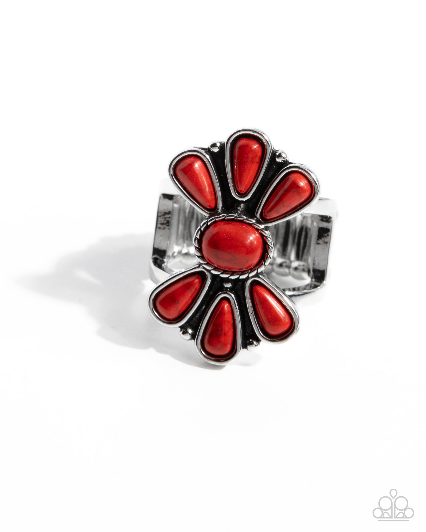 Wrangling Whimsy - Red Crackle Stone Silver Ring - Paparazzi Accessories