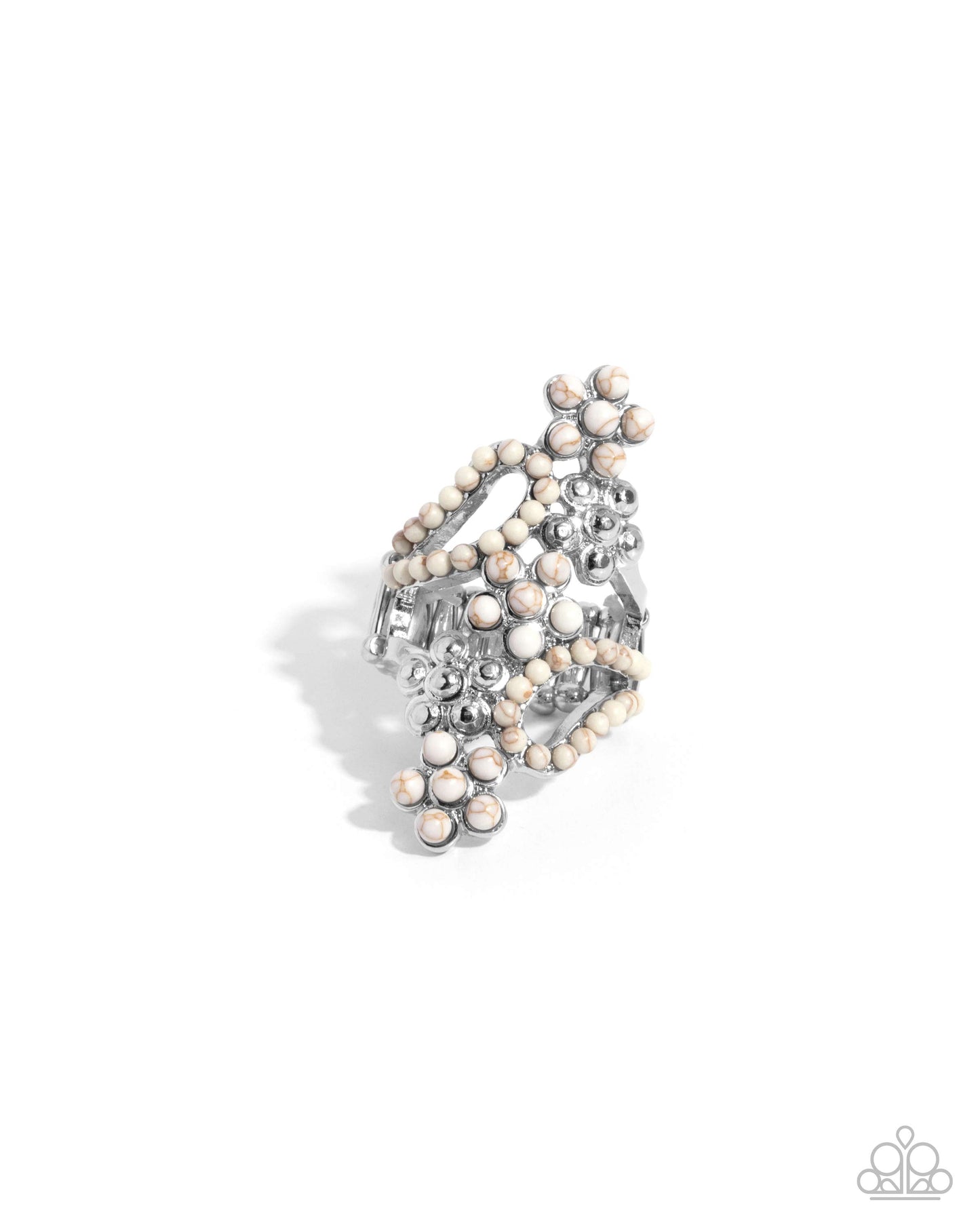 Chic Combination - White Stone Silver Ring - Paparazzi Accessories