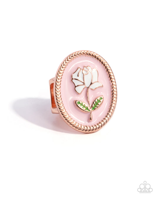 Delicate Dowry - Copper Rose Enamel Ring - Paparazzi Accessories