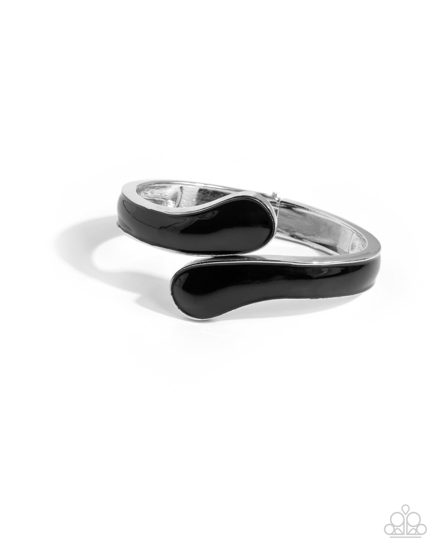 Painted Puzzle - Black Enamel Silver Hinge Bracelet - Paparazzi Accessories