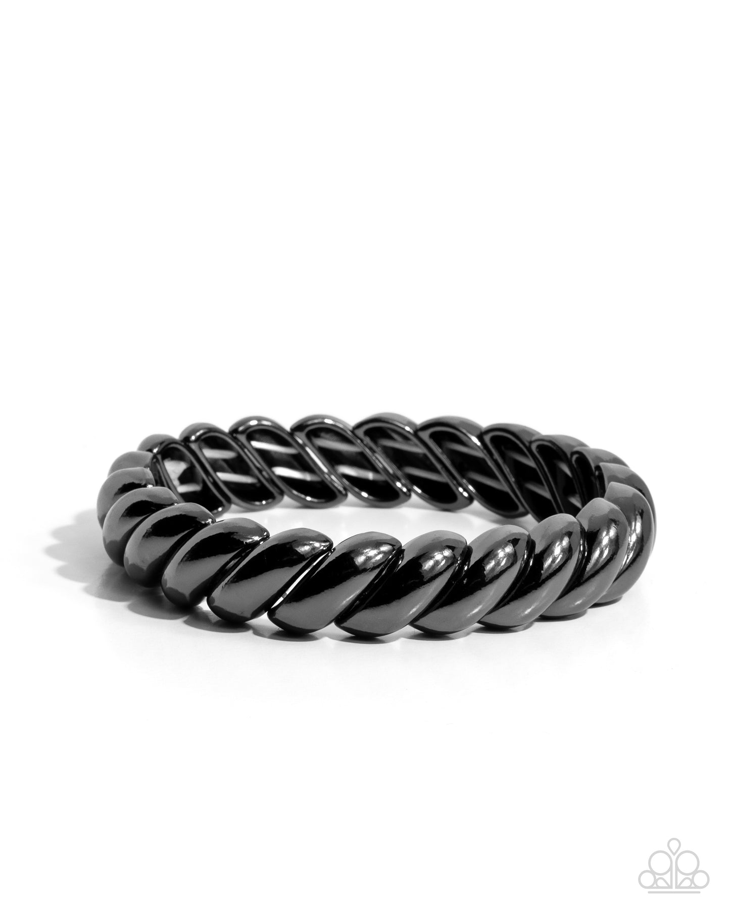 Carefree Curls - Black Gunmetal Stretchy Bracelet - Paparazzi Accessories