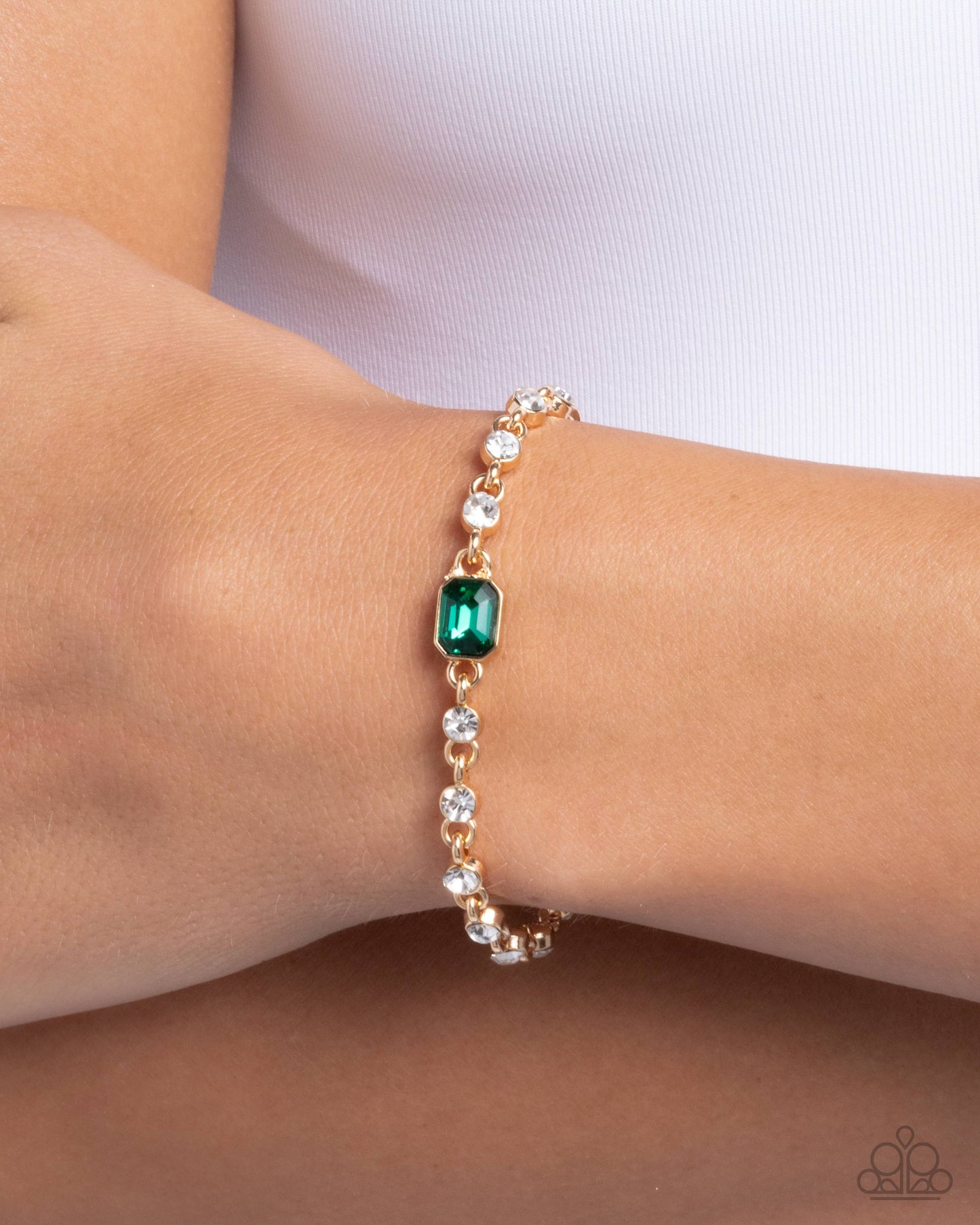 Fitted Fidelity - Green Gem Clasp Bracelet - Paparazzi Accessories