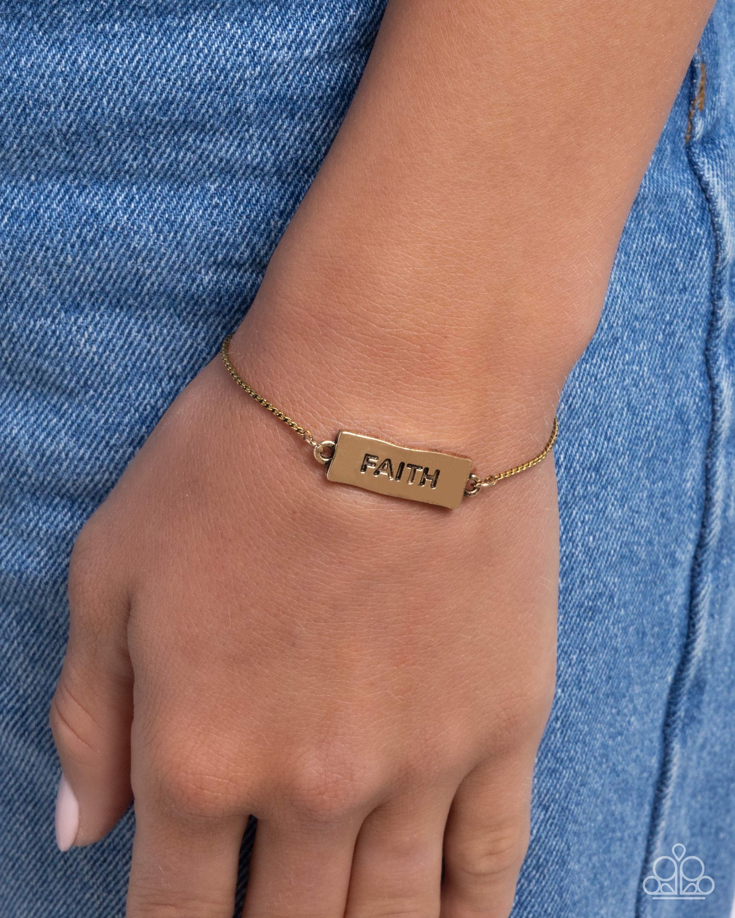 Confession of Faith - Gold "Faith" Sliding Bead Closure Bracelet - Paparazzi Accessories