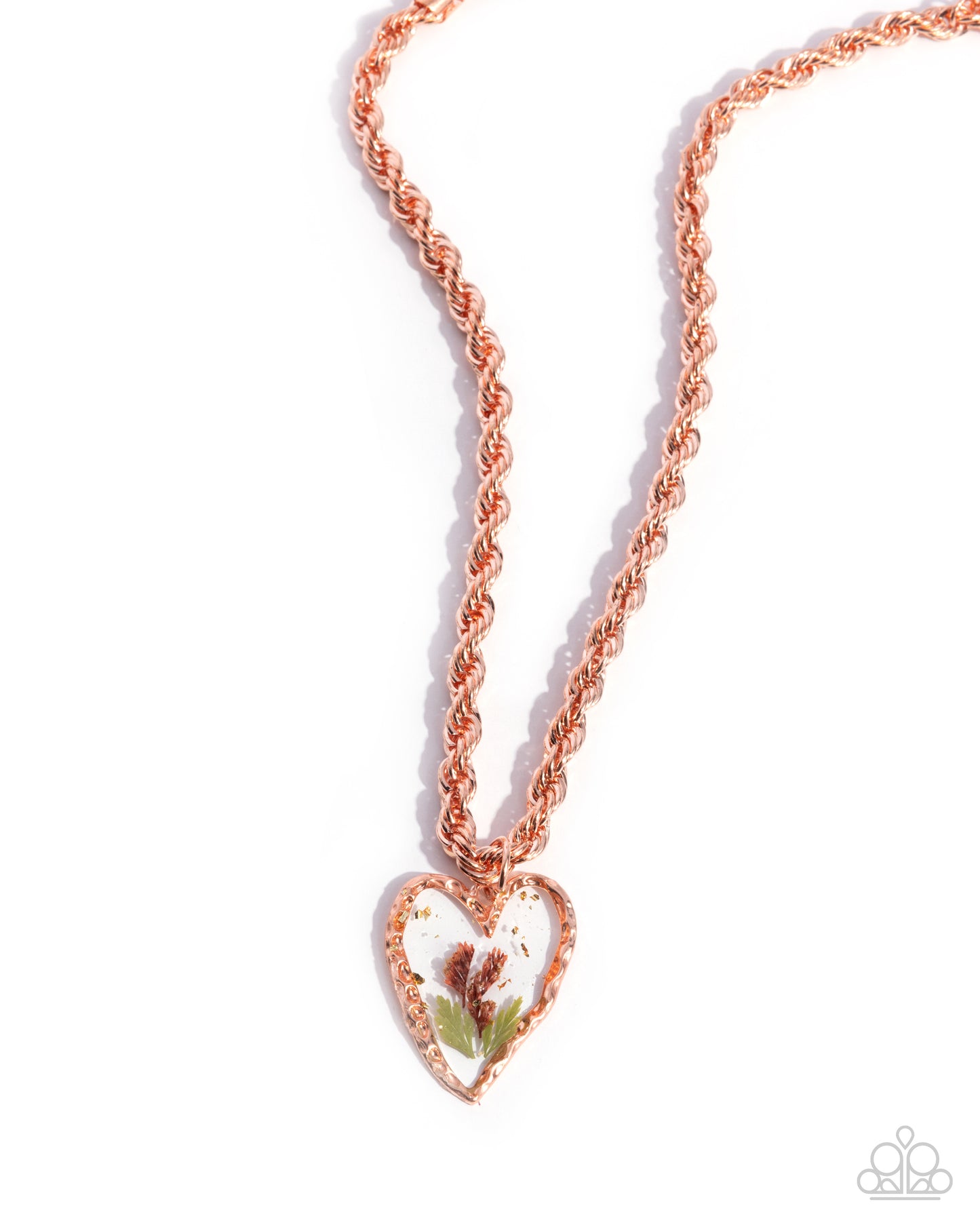 Coming Around - Copper Heart Pressed Flowers Pendant Necklace - Paparazzi Accessories