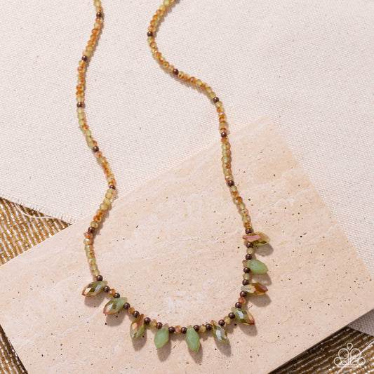 Declaration of Dazzle - Copper UV Green Bead Necklace - Paparazzi Accessories