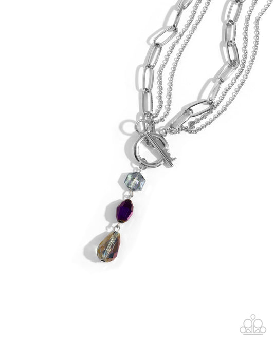 Cultivated Chains - Purple Oil Spill Silver Toggle Necklace - Paparazzi Accessories