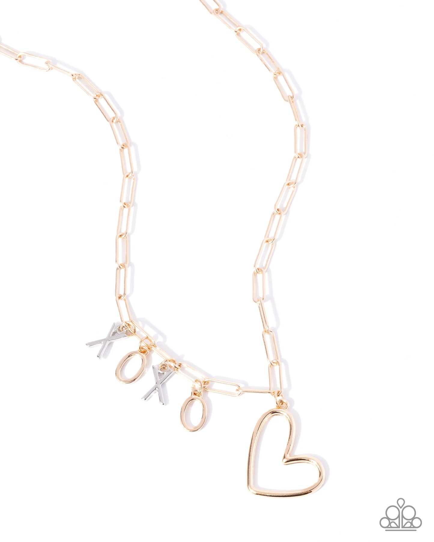 Courting Chains - Multi Gold and Silver "xoxo" Heart Necklace - Paparazzi Accessories