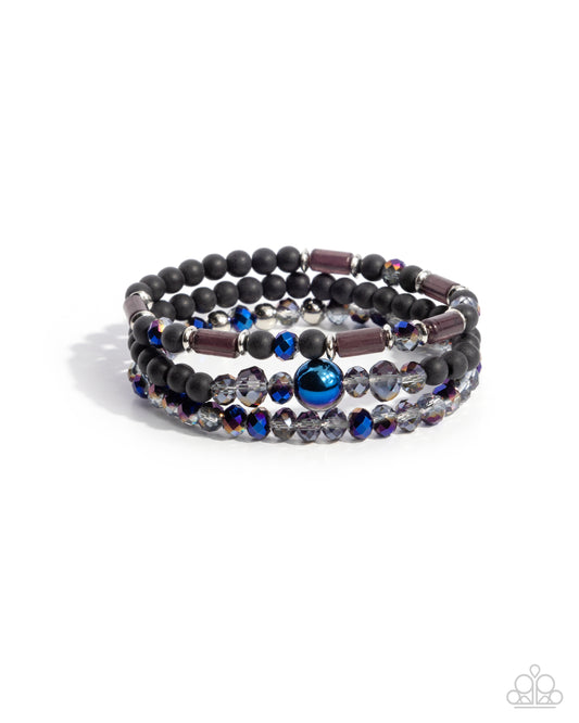 Dreamy Dance - Black & Blue Iridescent Beads Stretchy Bracelets - Paparazzi Accessories