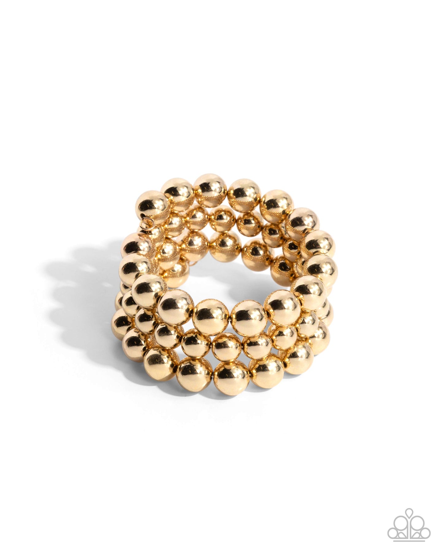Refreshing Raindrops - Gold Beaded Coil Bracelet - Paparazzi Accessories