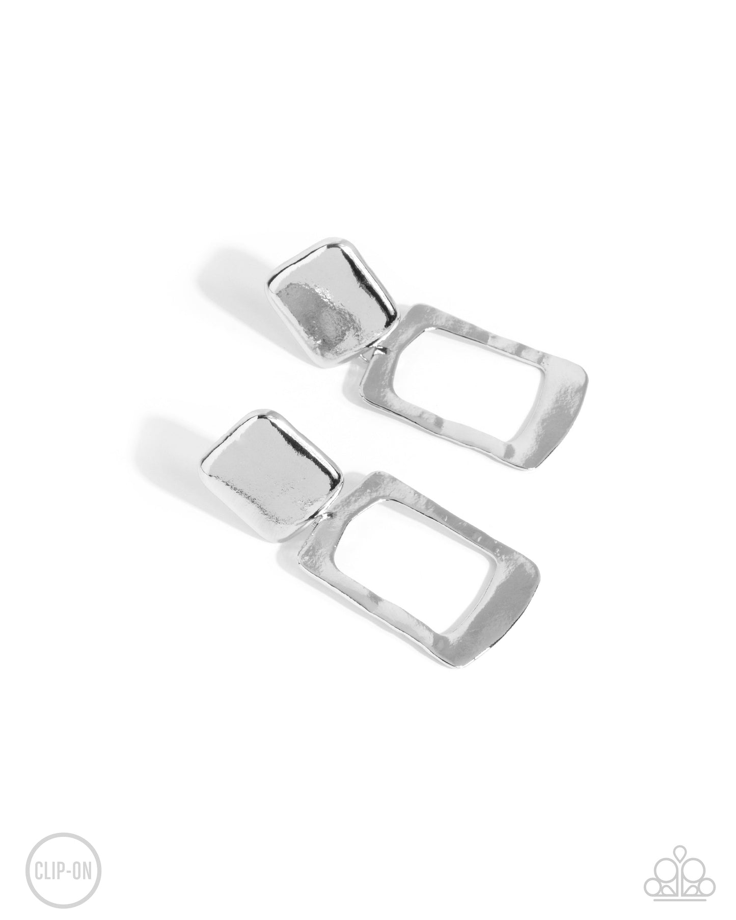 STARE and Square - Silver Clip-on Earrings - Paparazzi Accessories