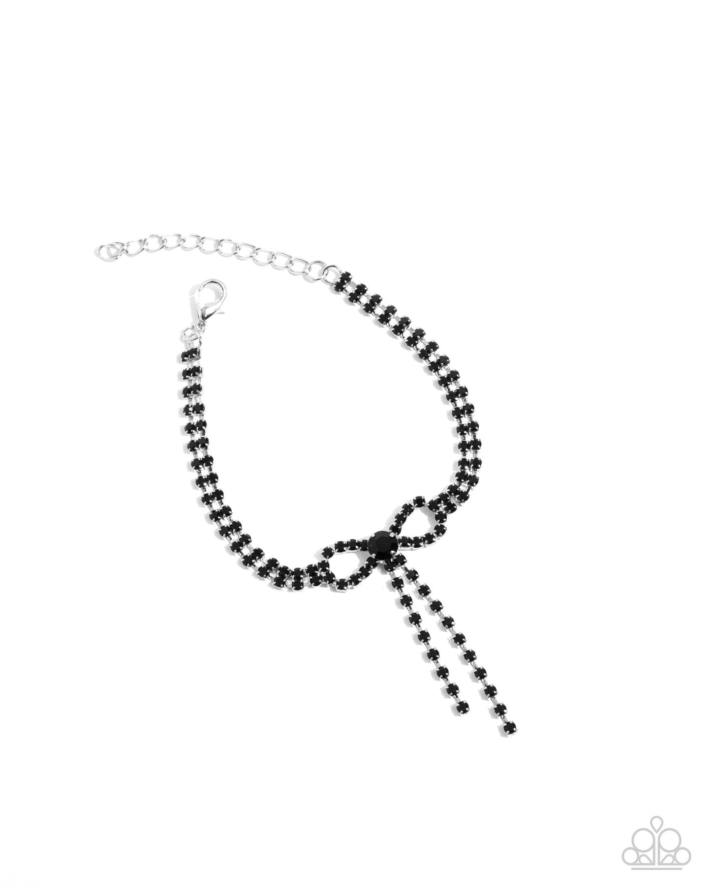 Black Onyx Rhinestone Bow Necklace & Clasp Bracelet - Complete Look - Paparazzi Accessories