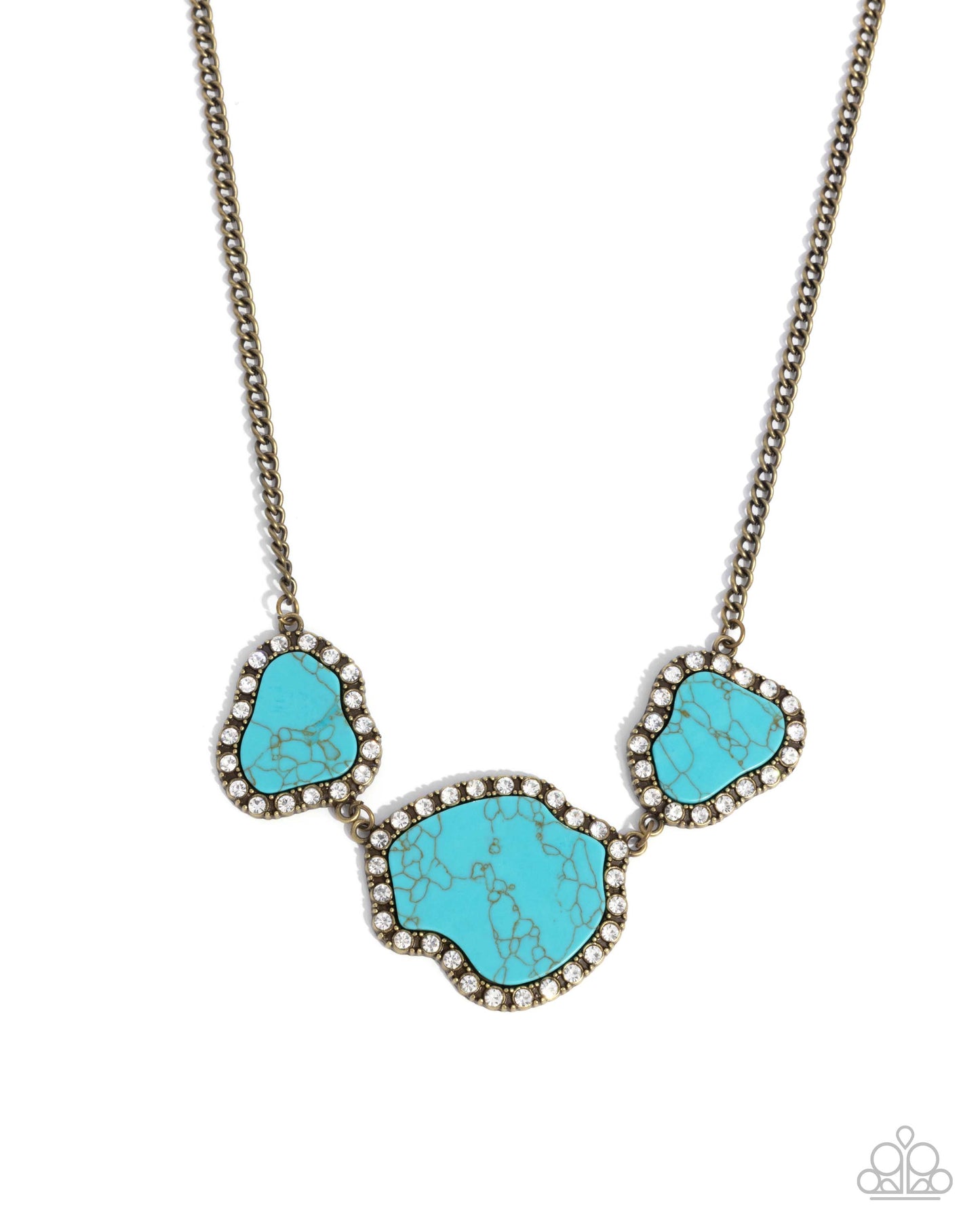 Complete Look - Brass and Blue Turquoise Crackle Stone Necklace and Bracelet - Paparazzi Accessories