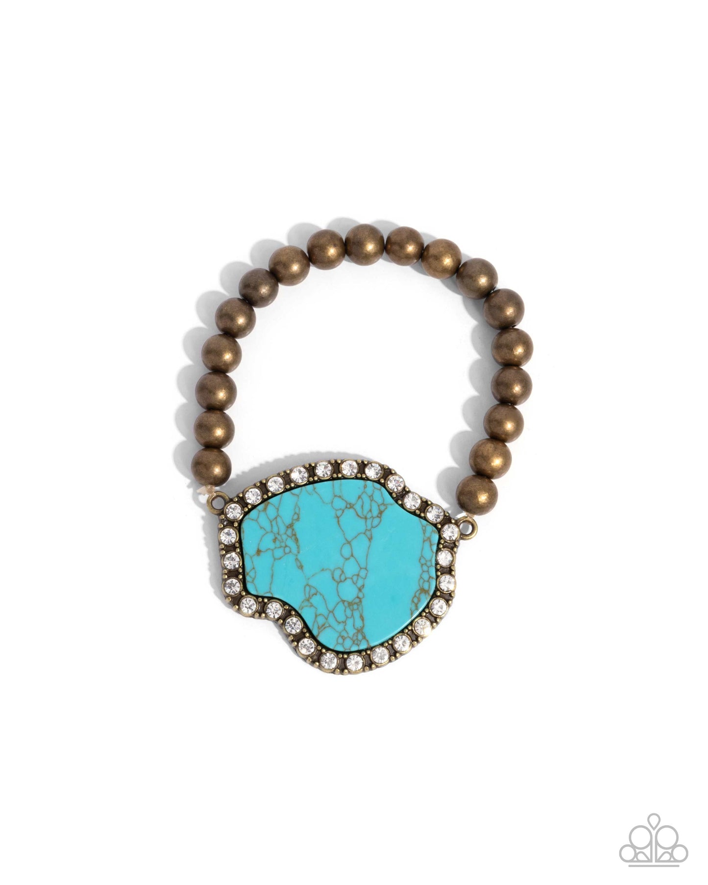 Complete Look - Brass and Blue Turquoise Crackle Stone Necklace and Bracelet - Paparazzi Accessories
