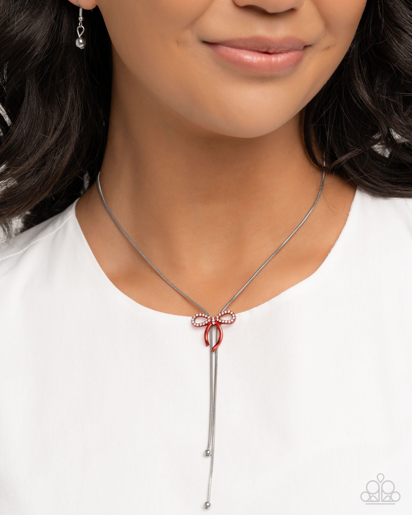 Complete Look - Red Dipped Metal Bow Necklace & Bracelet - Paparazzi Accessories