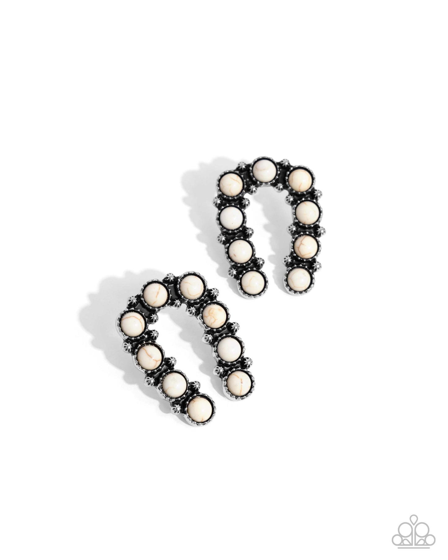 Antiqued Silver and White Crackle Stone Complete Look - Paparazzi Accessories