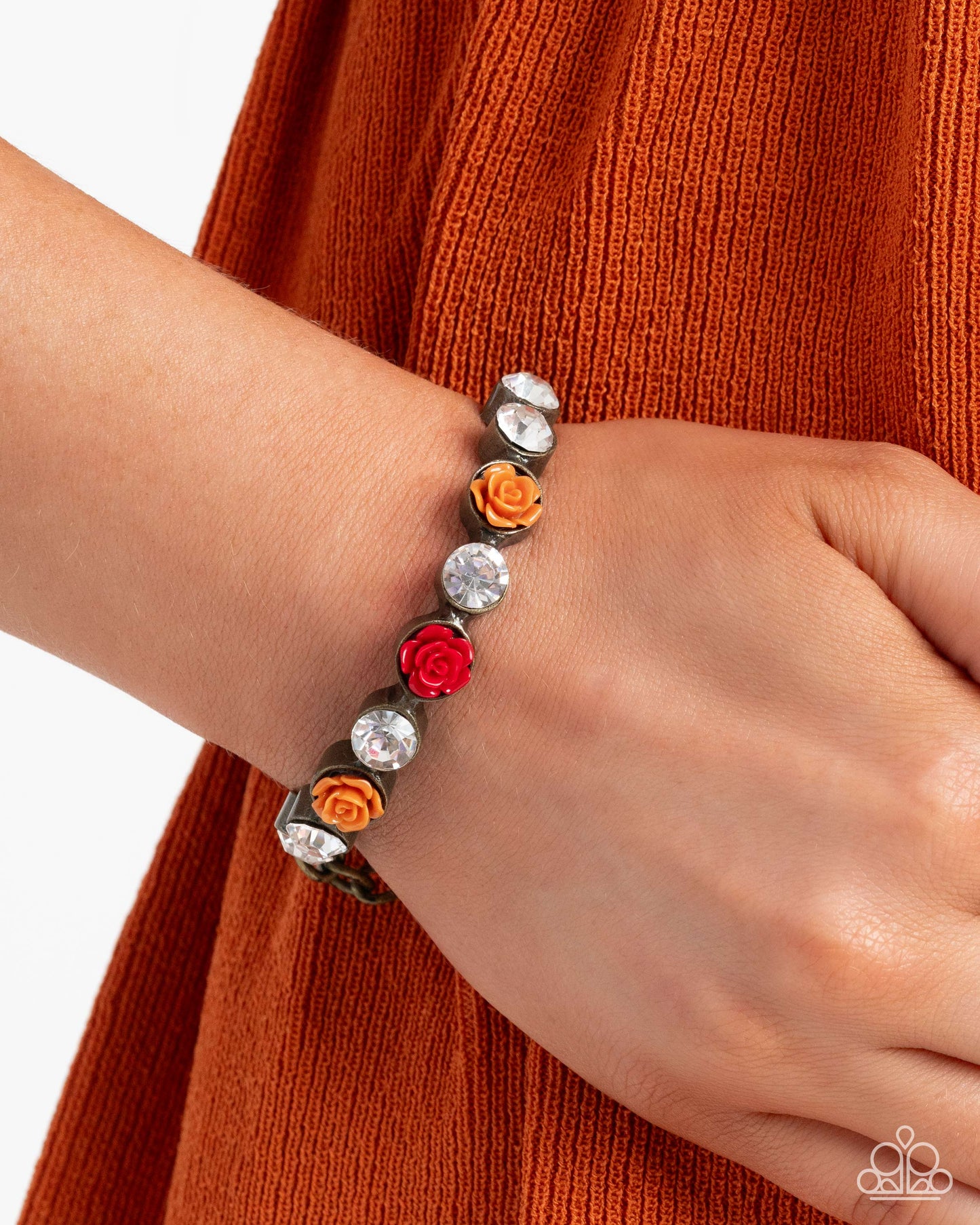 Complete Look - Acrylic Roses Brass Bracelet - Earrings - Paparazzi Accessories