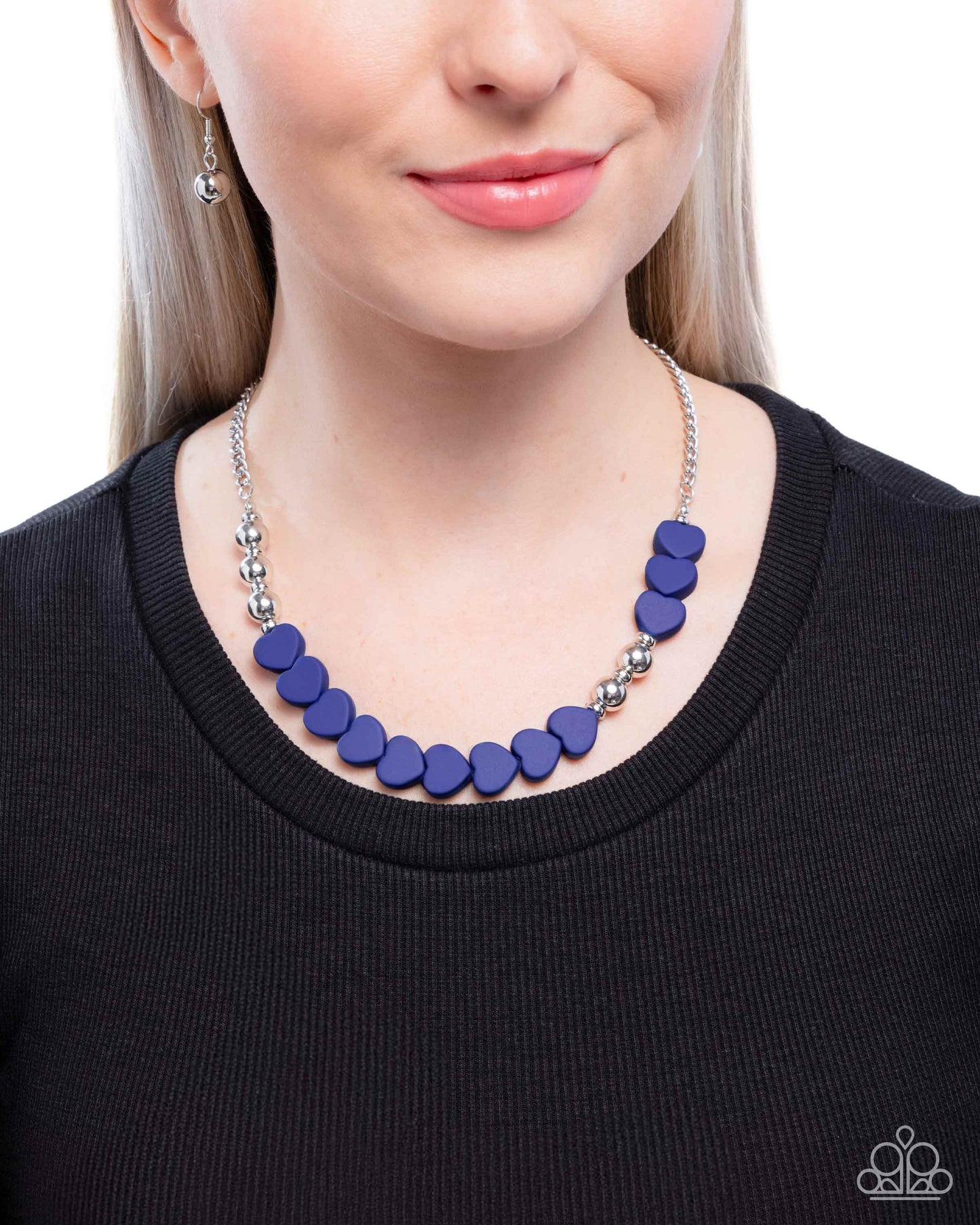 Complete Look - Beaded Blue Hearts Necklace & Bracelet - Paparazzi Accessories