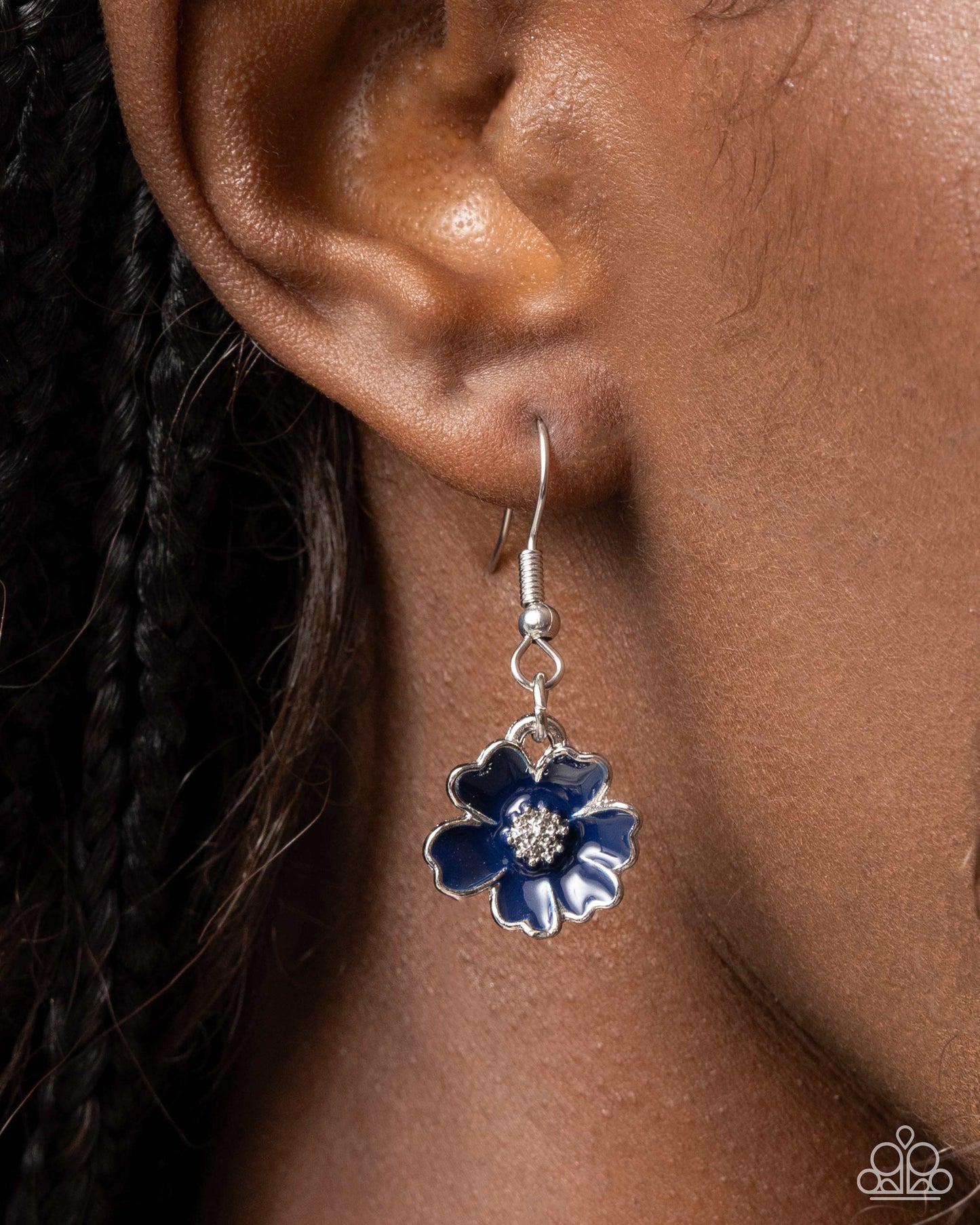 Complete Look - "French Florals - Blue" Necklace & "Candid Color - Blue" Clasp Bracelet - Paparazzi Accessories
