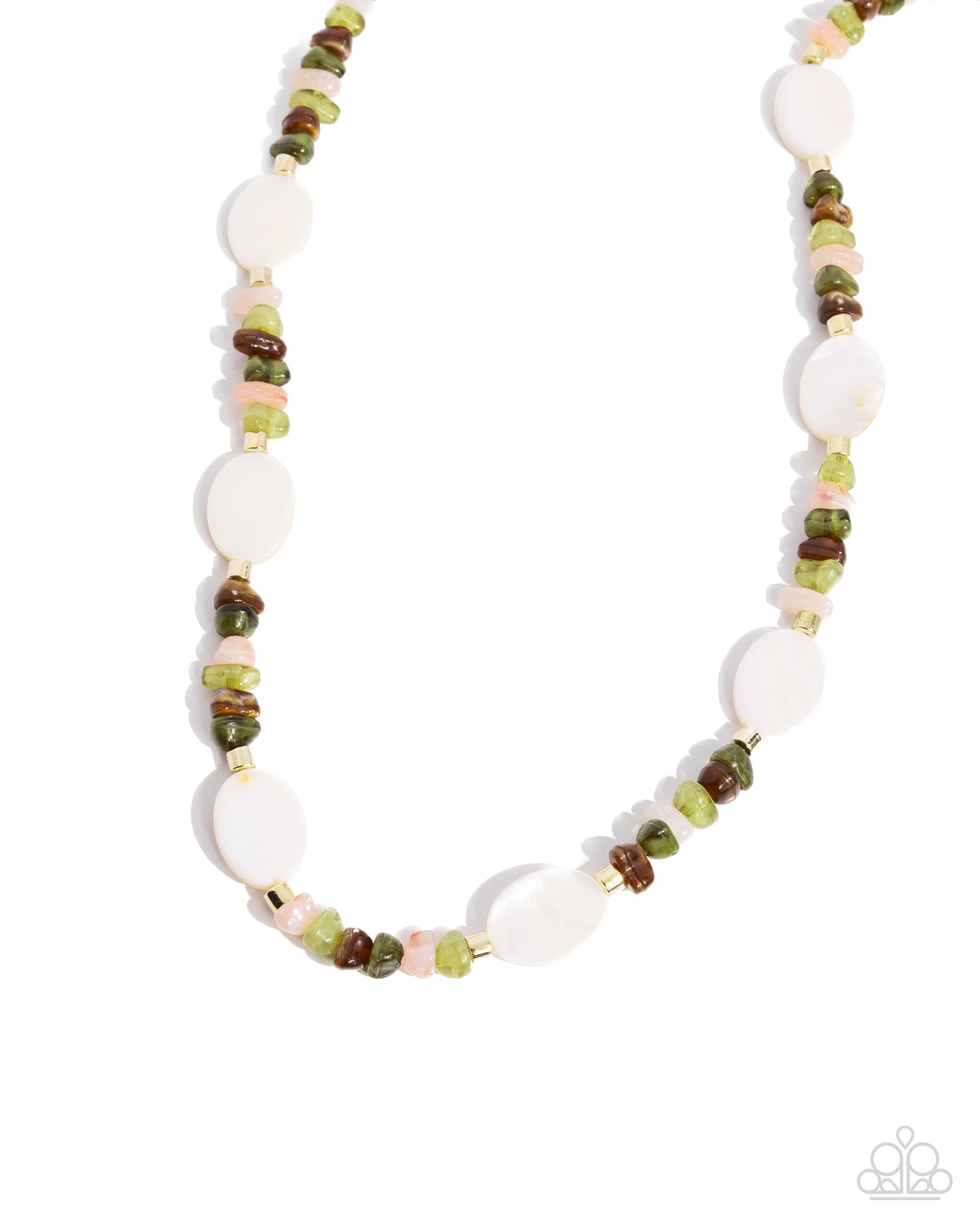 Complete Look - Olive Green & White Shell Necklace & Bracelet - Paparazzi Accessories