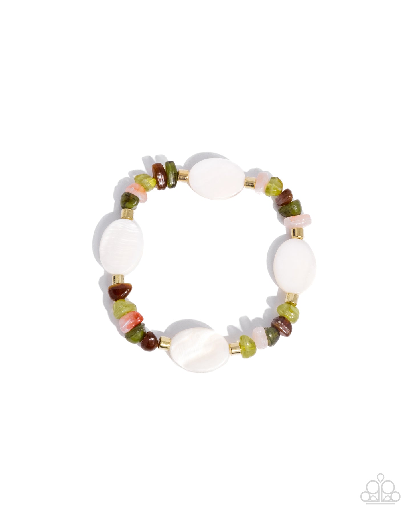 Complete Look - Olive Green & White Shell Necklace & Bracelet - Paparazzi Accessories