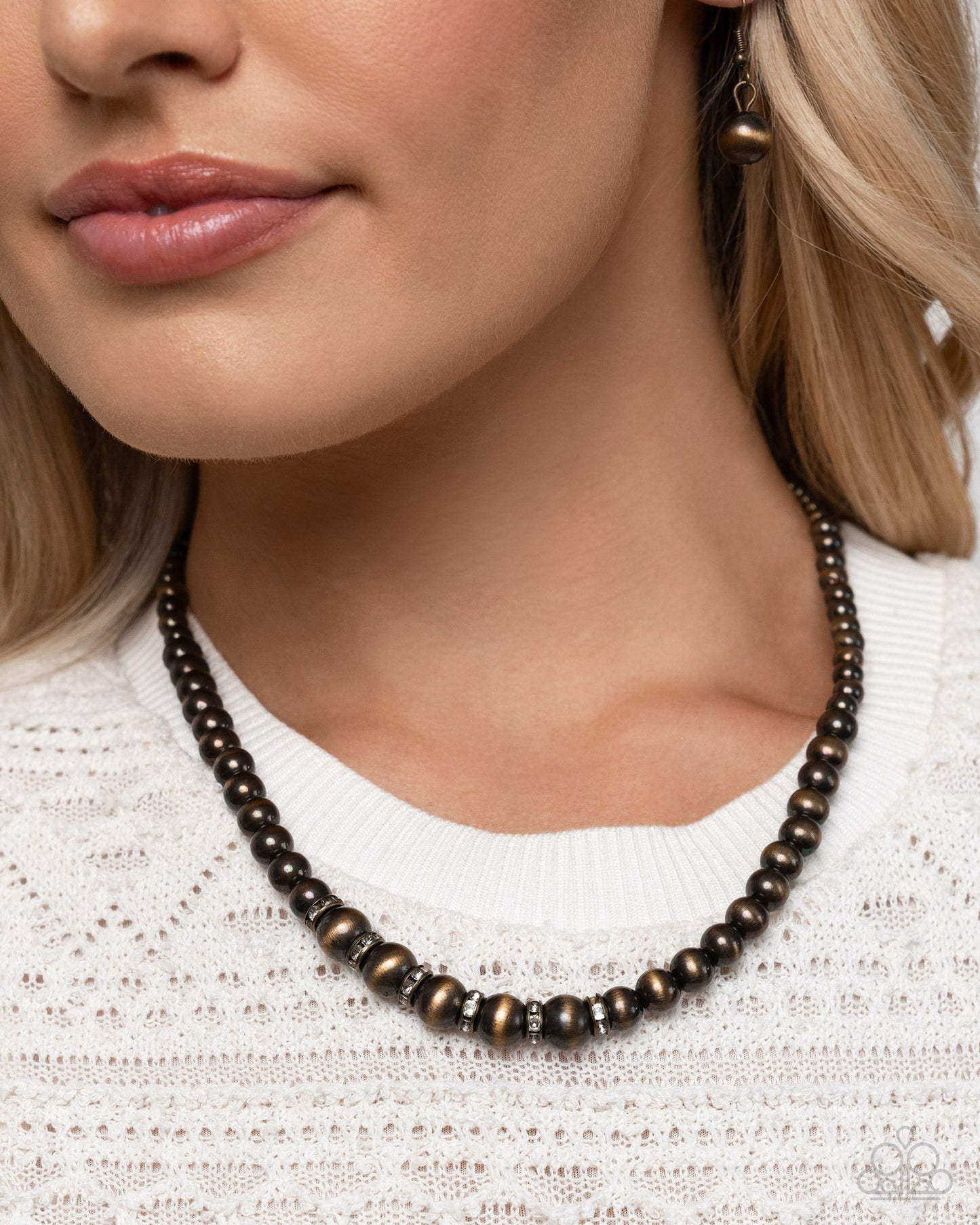 Complete Look - Brass - "Harmonious Hearth" Navajo Pearl Necklace & "Harmonious Hallmark" Bracelet - Paparazzi Accessories
