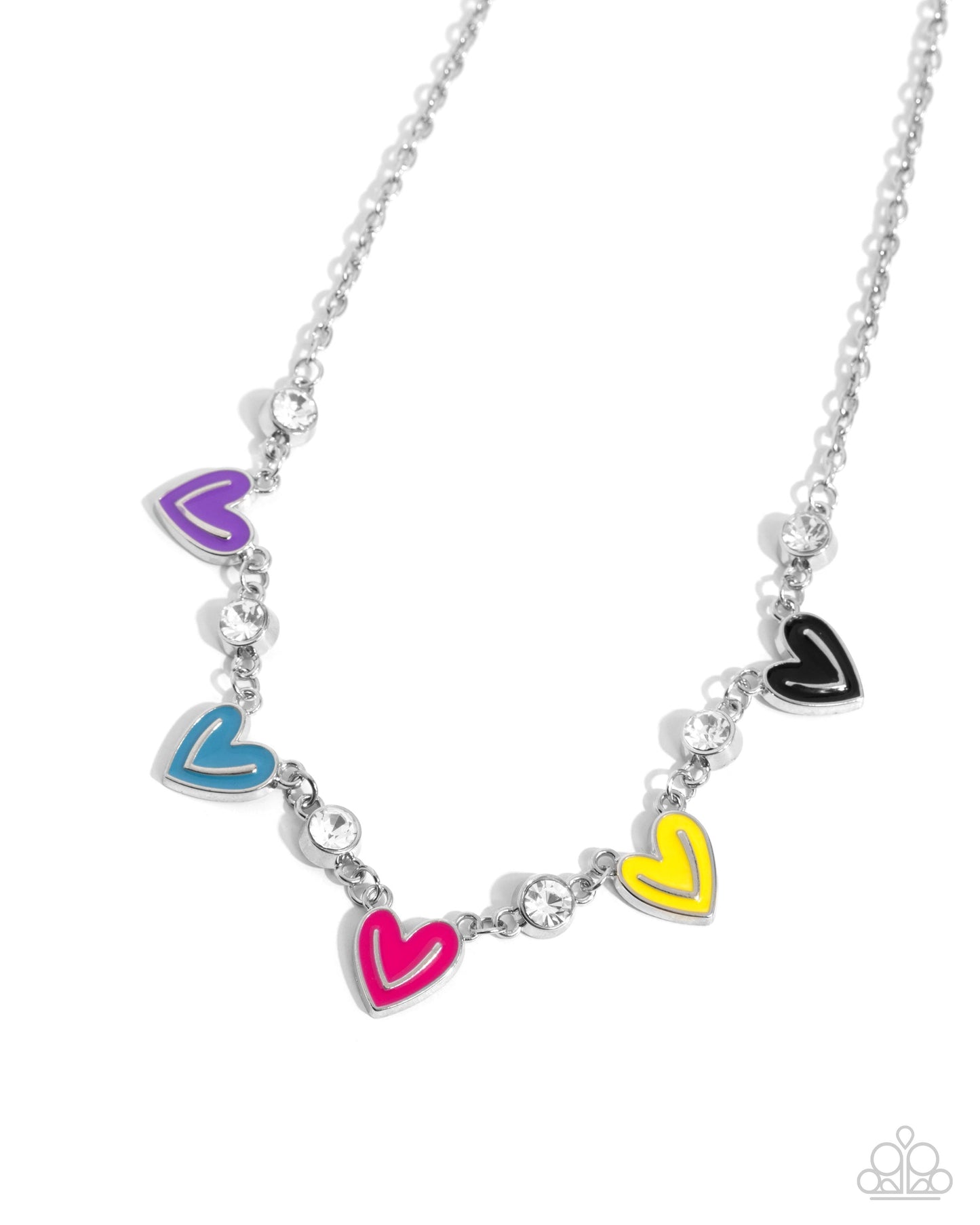 Complete Look - "Friendly Fringe" Multicolored Heart Necklace & "Friendly Finale" Clasp Bracelet - Paparazzi Accessories