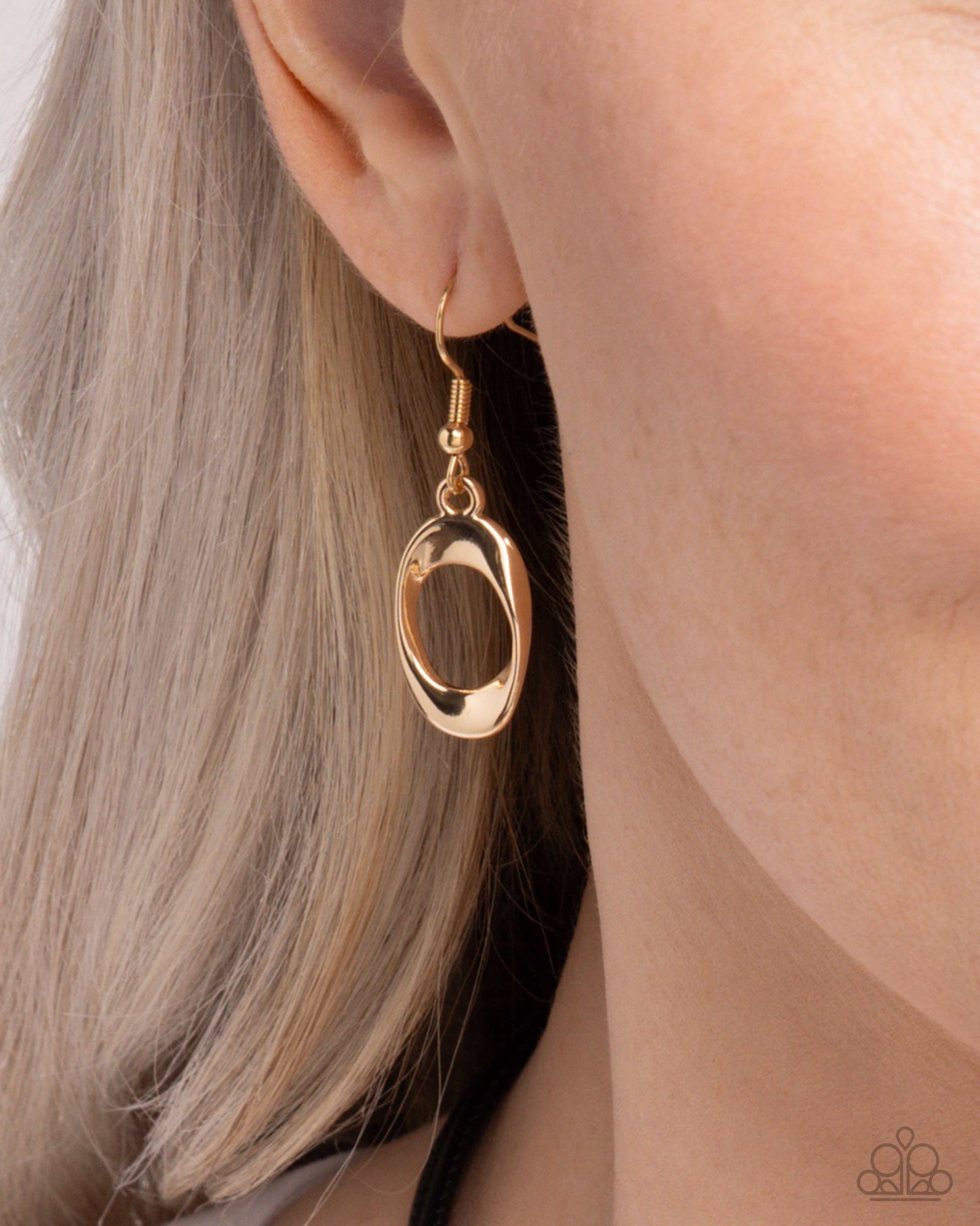 Apprehensive Accent - Gold Ovals Black Cord Necklace - Paparazzi Accessories