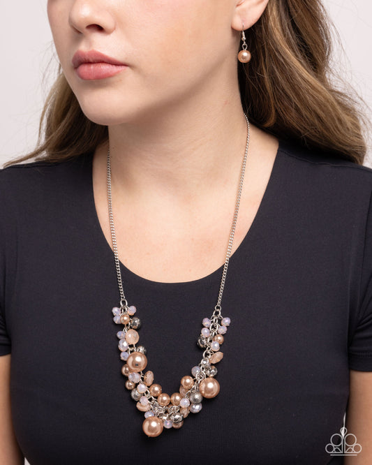 Days in the Sun - Brown Pearls Silver Necklace - Paparazzi Accessories