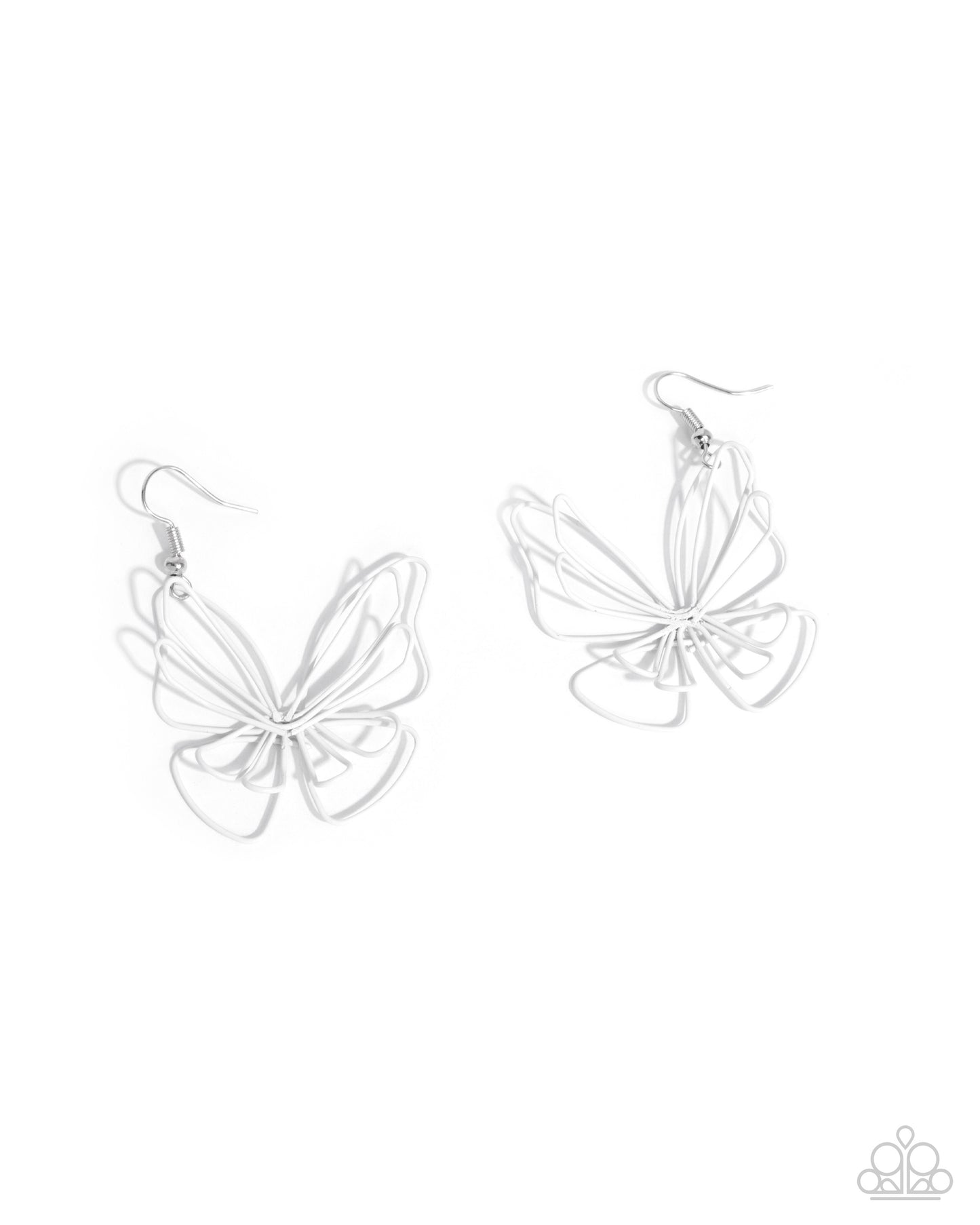 Rebirthed Radiance - White Dipped Metal Butterfly Fishhook Earrings - Paparazzi Accessories