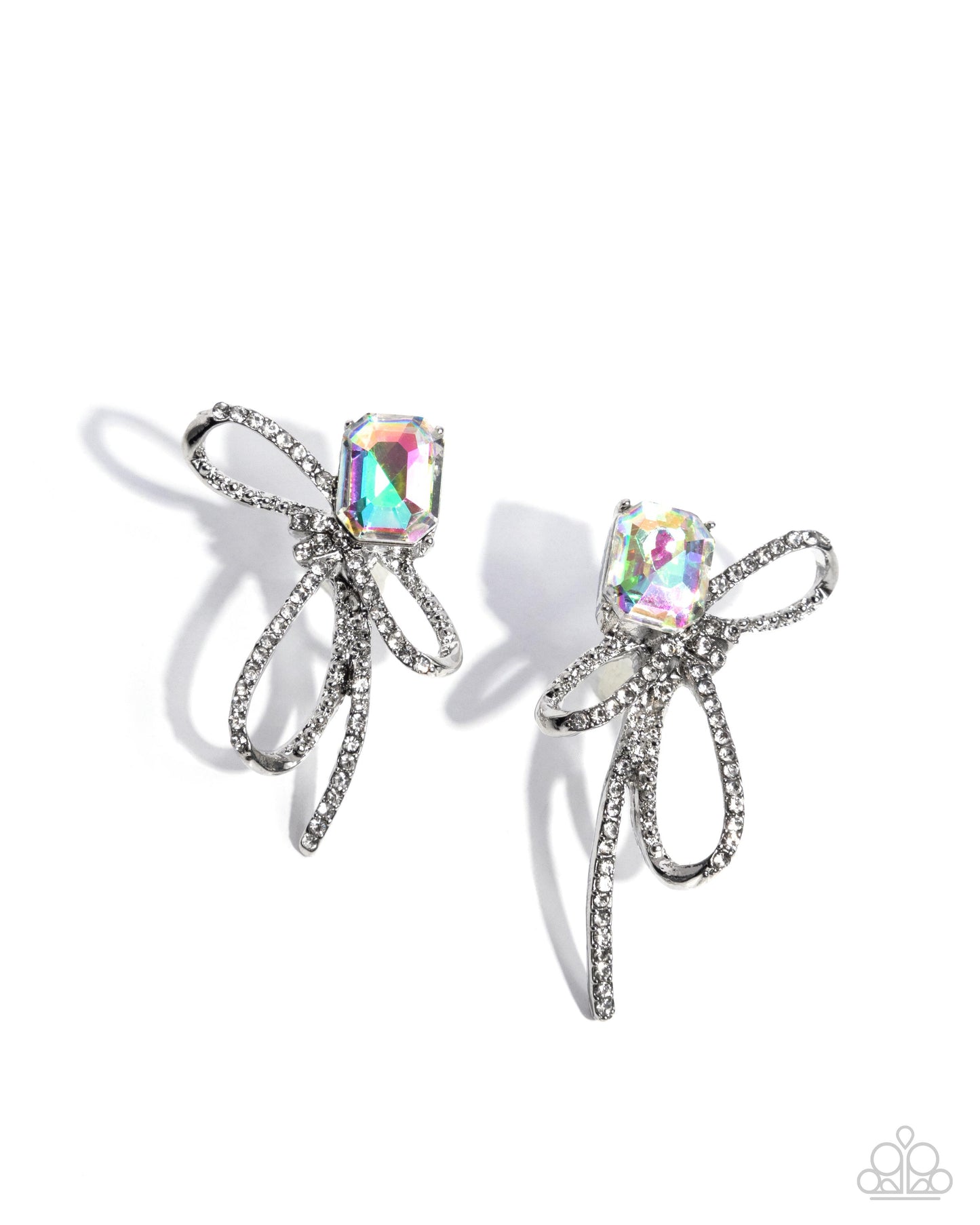 Positively Radiant - Multi UV Shimmer Gem Silver Loops Post Earrings - Paparazzi Accessories